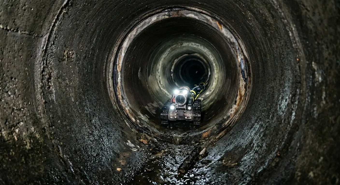 Robotic sewer camera inspecting pipe interior for Drain Snake Service in Salmon Creek